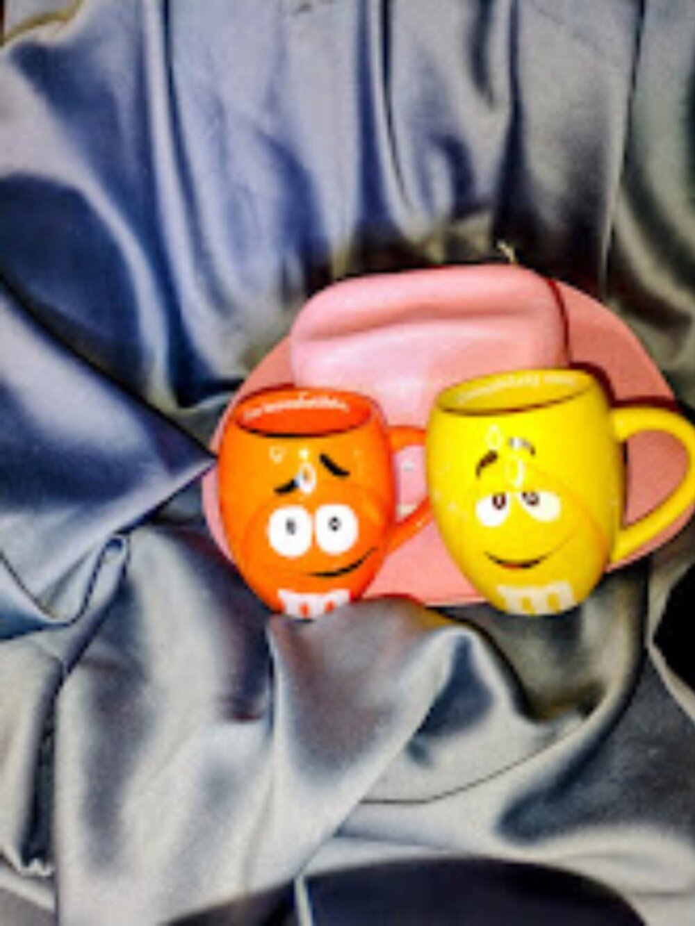 M&M World Large Ceramic Character Mugs Set - Orange & Yellow